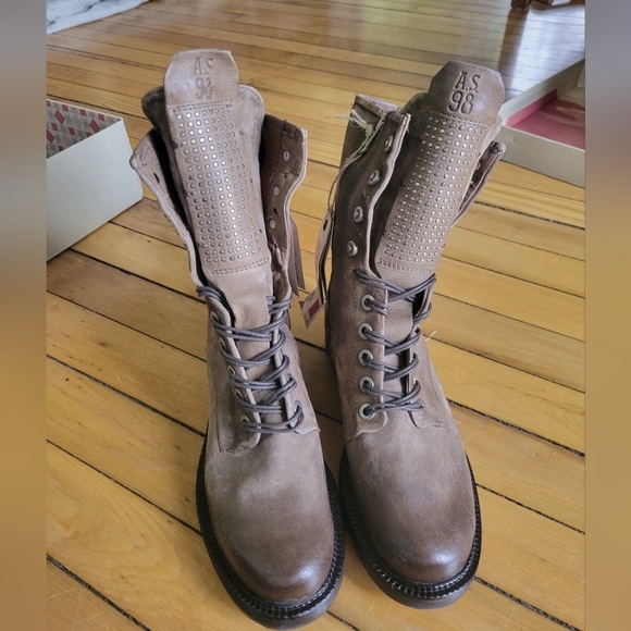 NIB A.S.98 Saunder Leather Combat Boots, Tobacco, Womens EU 40 - Picture 5 of 8
